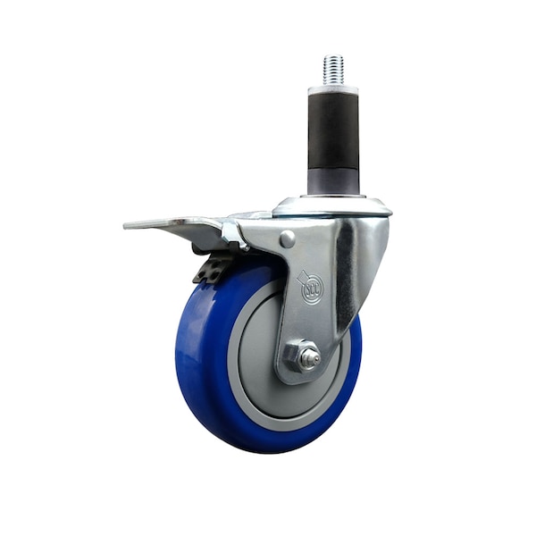 4'' Blue Poly Swivel 1-1/4'' Expanding Stem Caster Total Lock Brake